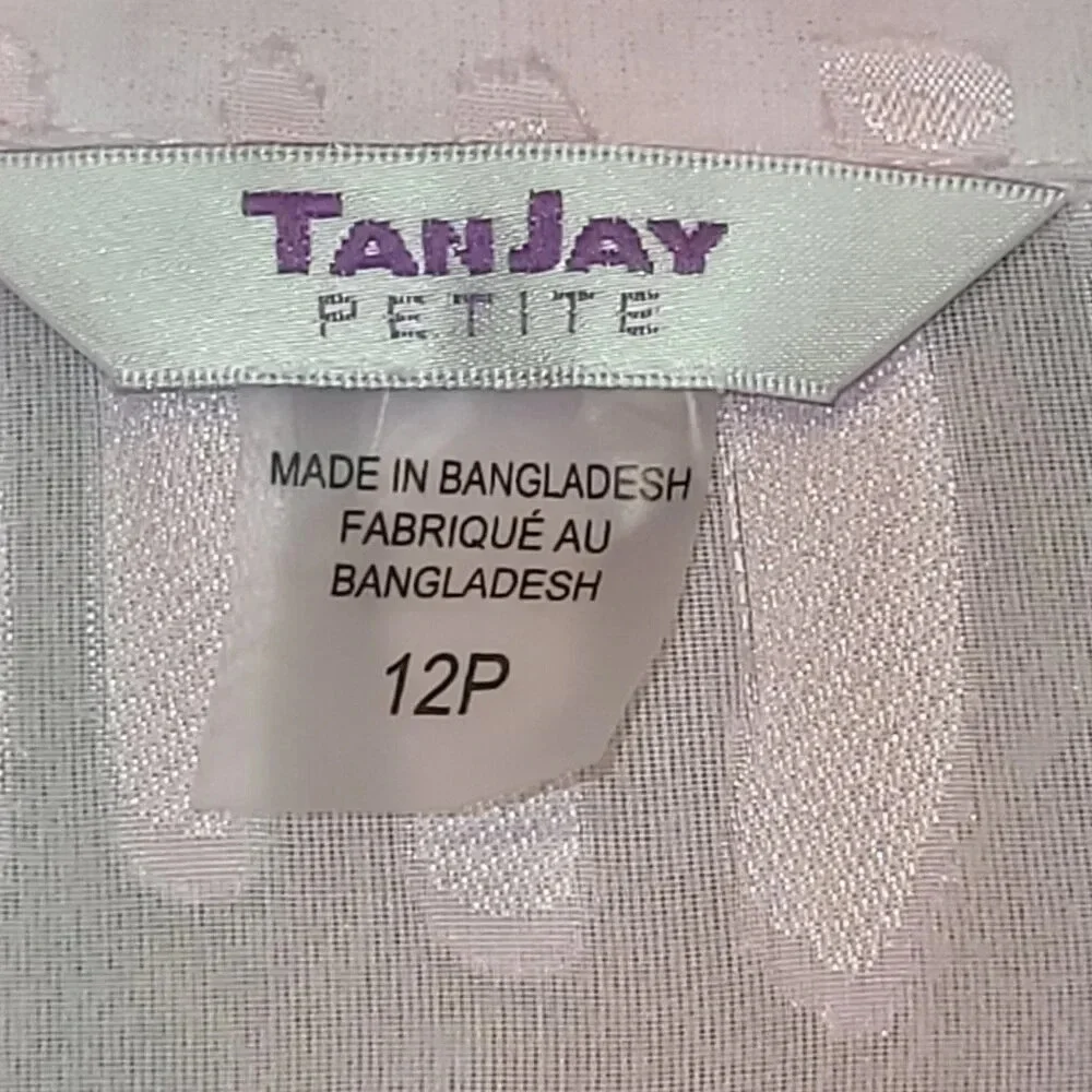 Tan Jay Women's Petite Pink Sheer Long  Sleeve Button Down Blouse Size 12P - Picture 4 of 10